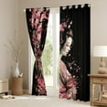 thumbnail image 3 of Manfei Japanese Geisha Black Out Curtains for Girls, Pink Cherry Blossoms Curtains Pack of 2 (42x63 Each), Oriental Dragon Bedroom Curtains, Luxury Home Decor, 3 of 6
