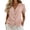 Pink, variant on HOMBOM Tops for Women Summer Short Sleeve Button down Solid Color V Neck Soft Young Womens Blouse Khaki