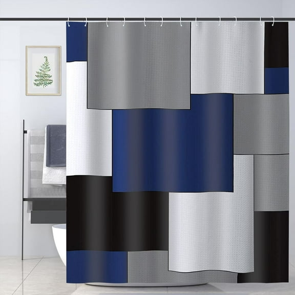 Mid Century Modern Shower Curtain Bathroom Accessories Decor Shower Curtain Set with 12 Hooks 72x72 Inches