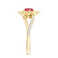 thumbnail image 3 of Rosec Jewels Lab Grown Ruby Flower Engagement Ring with Diamond - Bypass Ring for Women - AAAA Quality - with Jewelry Box, 14K Yellow Gold, US 9.00, 3 of 8