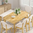thumbnail image 4 of Ktaxon Solid Wood Dining Table Set for 6, Mid-Century Dining Room Table with 4 Padded Chairs & Bench, 47.3" Dining Room Set for 4~6 Family Use, Natural Wood, 4 of 8