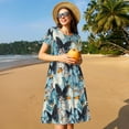 thumbnail image 4 of Honeii Butterflys Print Women’s Short Sleeve Dress, Comfortable Casual Dress, Soft Polyester Spandex Blend, Stylish Everyday Wear for Summer, Perfect for Travel and Vacation, 4 of 6