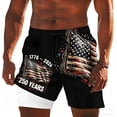 thumbnail image 4 of LIIPEE Swim Trunks For Men Elastic Drawstring Waist Straight Leg Comfortable Lightweight Patriotic Flag Print Celebration 250 Years Holiday Beach Board Shorts For Independence Day,Black, 4 of 4