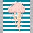 thumbnail image 3 of CafePress - Blue White Bold Stripes Hand Drawn Jellyfish Women - Womens Baseball Tee, 3 of 4