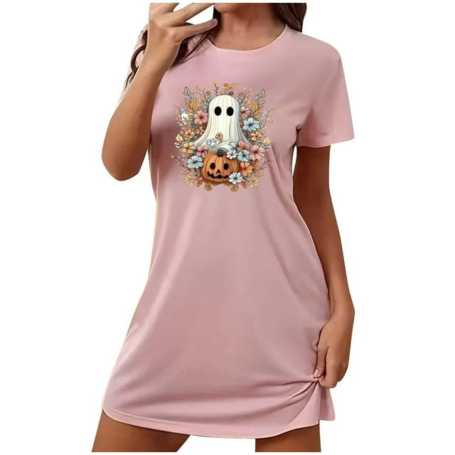 Camisón corto de talla grande para mujer, camisón de manga corta con estampado de pecho a la moda, camisón para mujer