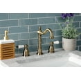 thumbnail image 3 of Kingston Brass KB1973PL Heritage Widespread Bathroom Faucet with Brass Pop-Up, Antique Brass, 3 of 5