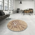 thumbnail image 3 of Ahgly Company Indoor Round Contemporary Orange Brown Abstract Area Rugs, 4' Round, 3 of 6