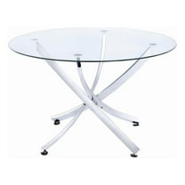 Beckham Round Dining Table Chrome and Clear