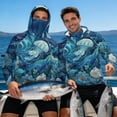 thumbnail image 7 of SEANATIVE Fishing Hoodie with Mesh Mask for Men Sun Protection Full Face Neck Coverage Breathable Comfortable Performance Fishing Shirt Rash Guard, 4XL, Jellyfish Flower Blue, 7 of 7
