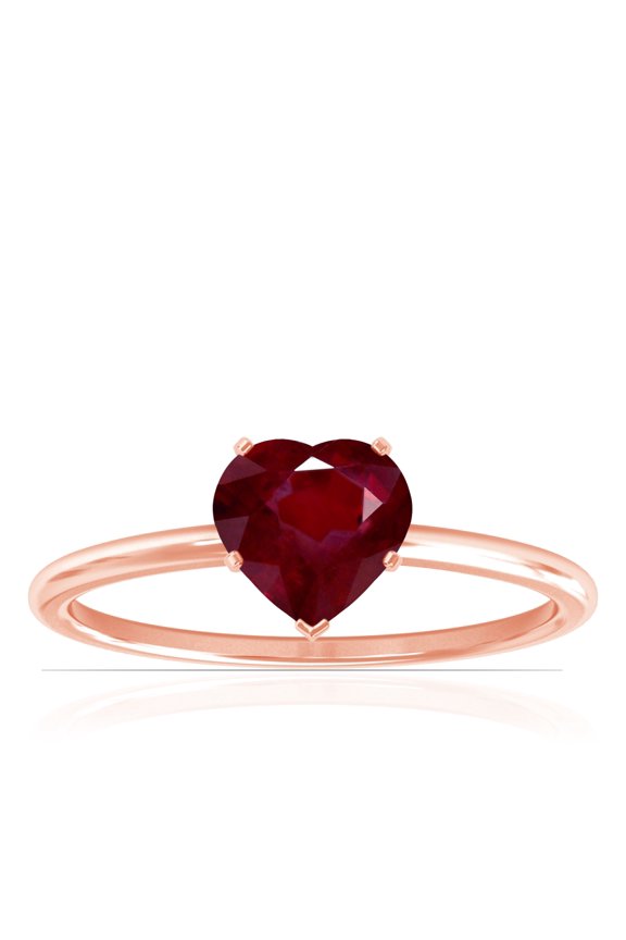 July Birthstone - Dainty Heart Shape Four Prong Ruby Solitaire Ring (Grade - AA | 0.60cts.)