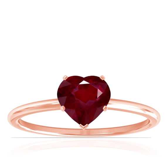 GemsNY July Birthstone - Dainty Heart Shape Four Prong Ruby Solitaire Ring (Grade - AA | 0.60cts.)