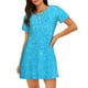 thumbnail image 1 of Fotbe Sky Blue Glitter Bata de Dormir para Mujer con Estampado, Camisón de Algodón de Manga Corta, Ropa de Dormir Casual, 1 of 6