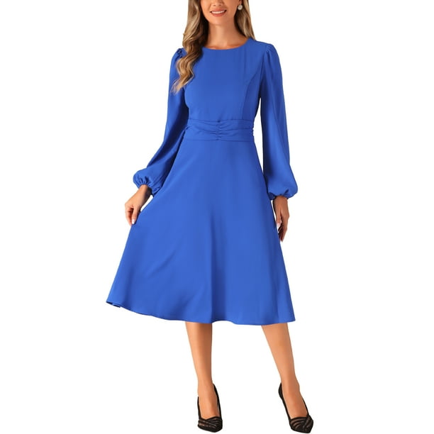 INSPIRE CHIC Women's Lantern Sleeve High Waist Maxi Wedding Guest Dress M Royal  Blue - Walmart Business Supplies