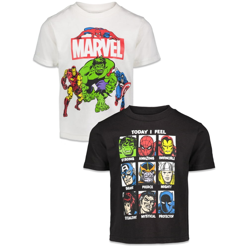 Marvel Marvel Avengers Big Boys 2 Pack Short Sleeve Graphic TShirt BlackWhite 1416