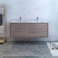 thumbnail image 3 of Fresca Fcb9260-D-I Catania 60" Wall Mounted Double Basin Vanity Set - Rustic Natural Wood, 3 of 8
