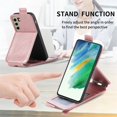 thumbnail image 3 of SaniMore for Samsung Galaxy S21 FE Magnetic Closure Top & Bottom Flip Wallet Case, Premium PU Leather Cover with Car Mount Card Slot & Adjustable Kickstand Full Body Protective Shell, Rosegold, 3 of 9