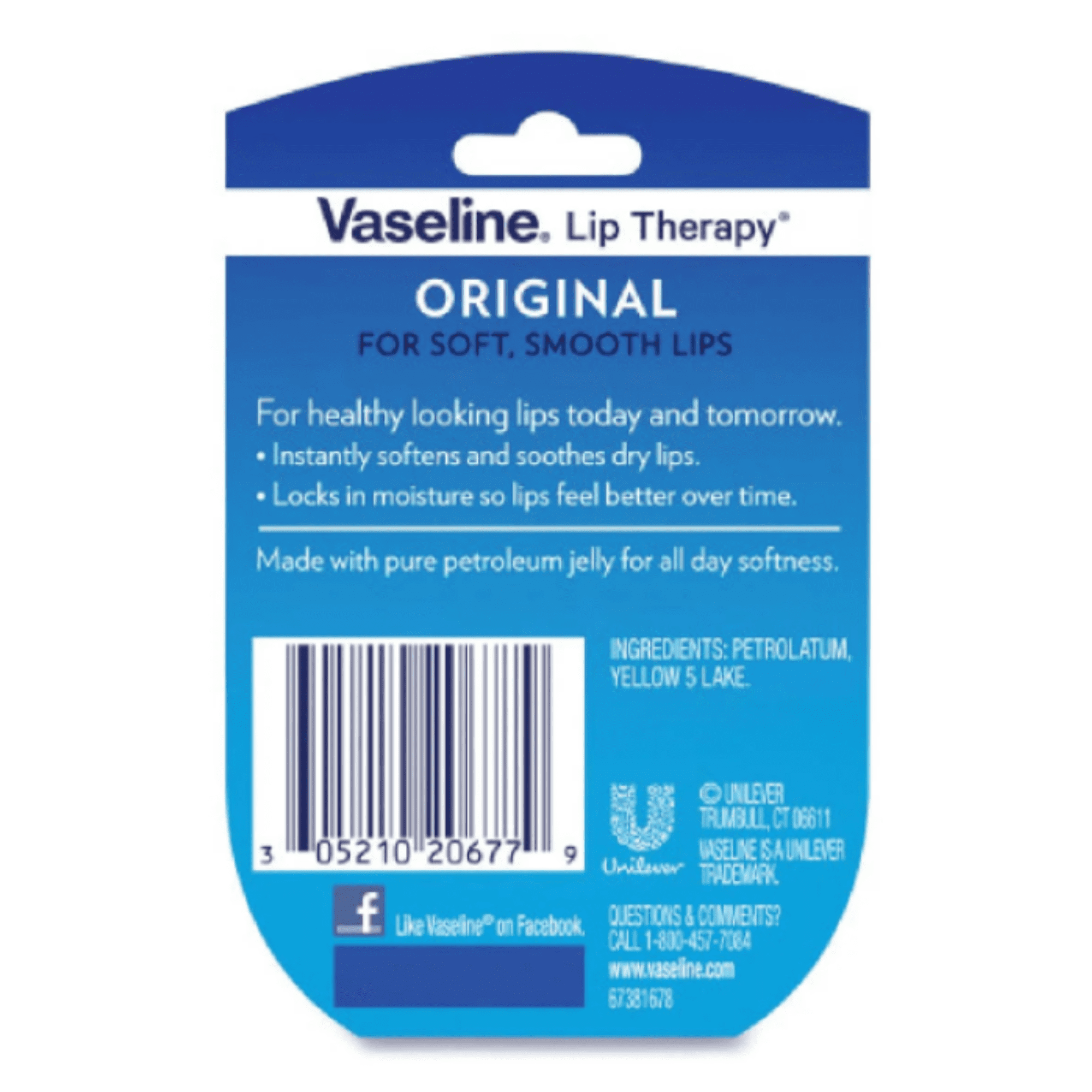 Vaseline Lip Therapy Original For Soft Smooth Lips On The Go Anywhere Travel Friendly 0.25 Oz. Pack Of 8 CASE