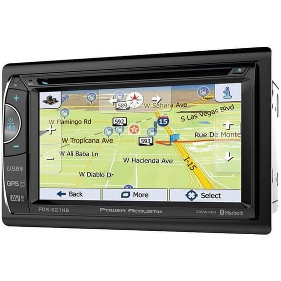 Power Acoustik PDN-621HB Incite Double-DIN In-Dash GPS Navigation LCD Touchscreen DVD Receiver with Bluetooth & MHL MobileLink X2, Black - 6.2 in.