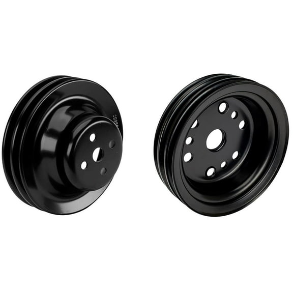 SBC Black Pulley Set, 2-Groove Upper/3-Groove Lower, Short Pump