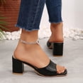 thumbnail image 6 of BRICH Women's Square Open Toe Heels Sandals Low Block Chunky Heeled Sandal Slip on Mules Comfortable Casual Dress Pumps Shoes Black 9, 6 of 8