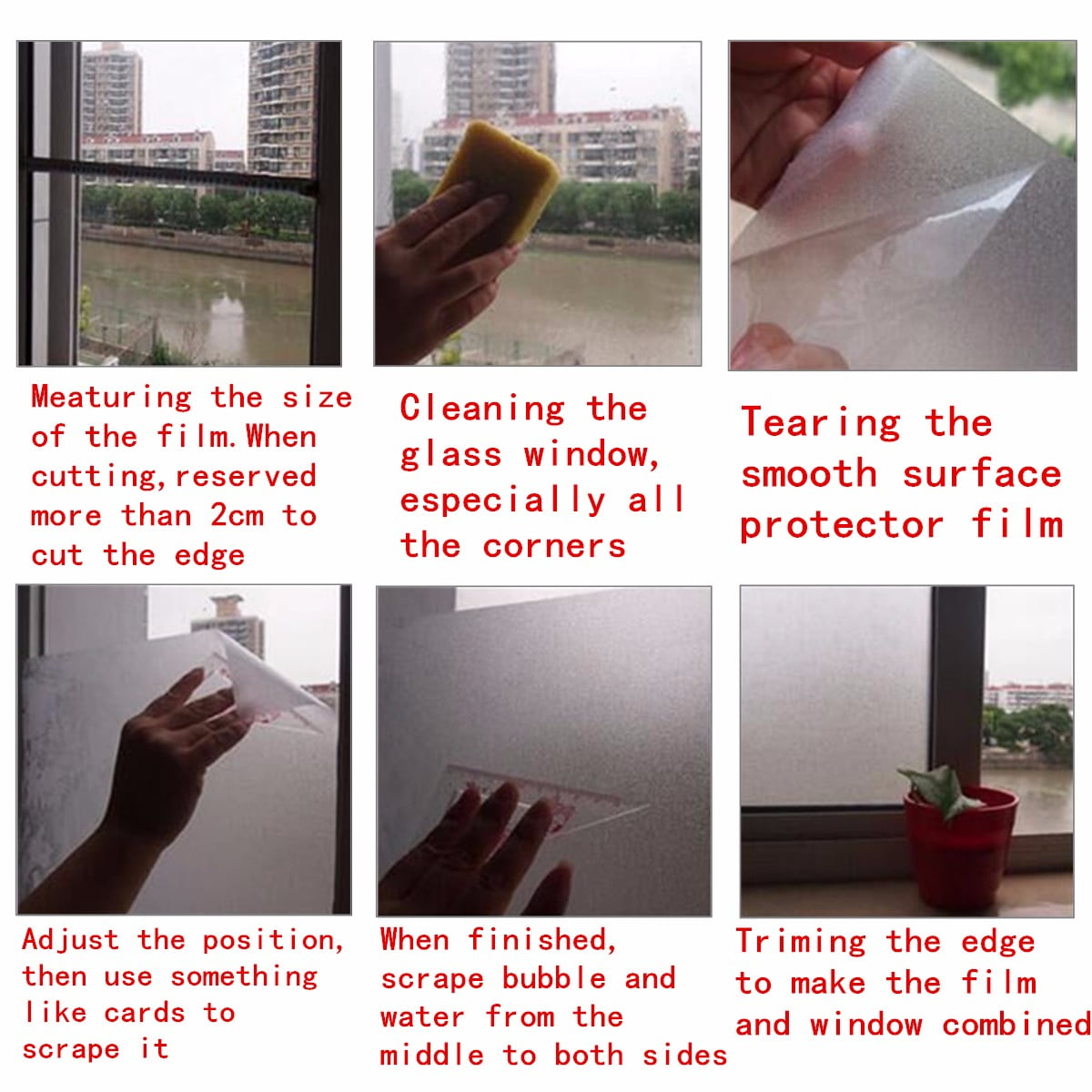 Waterproof Window Film Glass Privacy Film PVC Decorative Flower Removable Window Sticker Anti UV Home Bathroom Office Decor, 17" x 40"