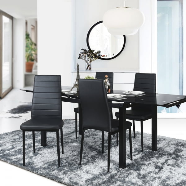 Aingoo Kitchen Chairs Set Of 4 Dining Chair Black With Steel Frame High Back Pu Leather Walmart Com Walmart Com