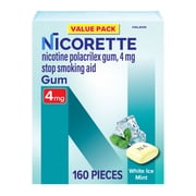 Nicorette Nicotine Gum, Stop Smoking Aids, 4 mg, White Ice Mint, 160 Count