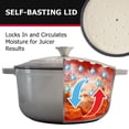 thumbnail image 4 of Horno holandés de hierro fundido esmaltado de 6 cuartos Mueller, cacerola resistente y sartén para estofado con tapa y perilla, apto para todo tipo de cocinas, 4 of 5
