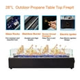 thumbnail image 5 of 28-inch Table top Propane Fire Pit, 40,000 BTU Tabletop Gas Fire Pit Portable Fireplace for Patio, Outdoor w/Wind Glass Shield, Glass Rocks, Black, 5 of 8