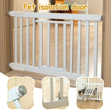 Homasy Pet Fence Isolation Door, with Expandable Adjustable Small Door, 76-82Cm Step-Over Metal Dog Door, Indoor Small Dog Pet Door for Stair Doorways
