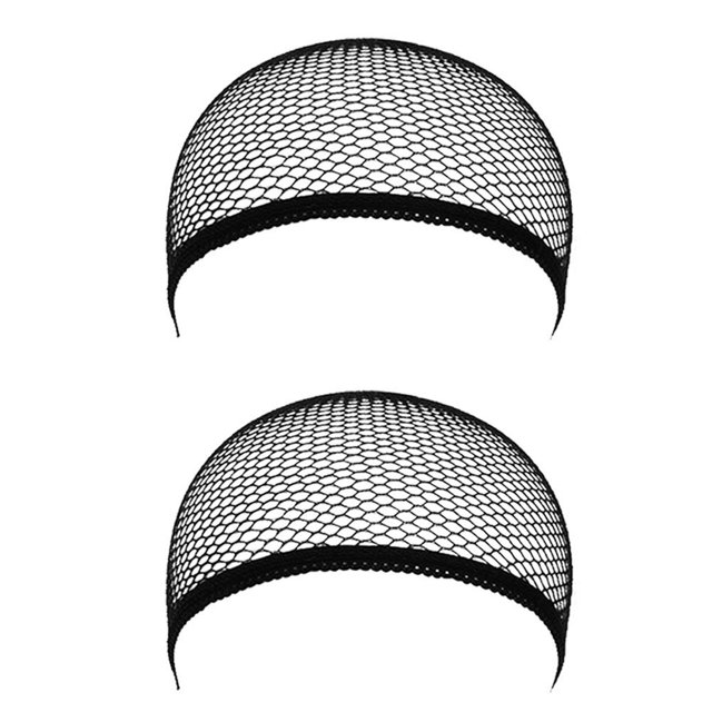 Peluca de pelo negro que teje la redecilla elástica de malla elástica Cap-2pcs