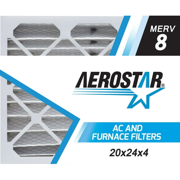 Aerostar 20x24x4 MERV 8 Pleated Air Filter, 6 Pack, Furnaces Filters, HVAC Filter, Air Conditioners Vent Filter Replacement for Home