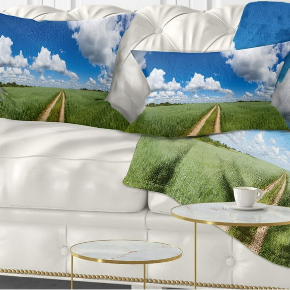 Designart Path in Bright Summer Panorama - Landscape Printed Throw Pillow - 12x20