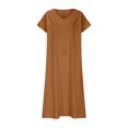 thumbnail image 3 of Mgmyaa Robes pour Filles Enfants Été Manches Courtes Col en V Chandail Longue Robe Plage Robe Décontractée, 3 of 5