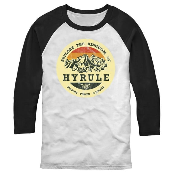 Men's Nintendo Explore Hyrule Baseball Graphic Tee White/Black Large