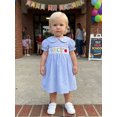 thumbnail image 3 of BemeyourBBs Toddler Baby Girl Back To School Dress Kids Kindergarten Outfits Little Baby Girl Summer Smocked Dress Gingham Plaid Apple Embroidered Short Sleeve Casual A-line Dresses, 3 of 9