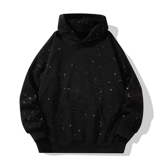 Momasggi Oversized Hoodies for Men Trendy Graphic Hooded Sweatshirt Loose Casual Long Sleeve Hoodie Fall Winter Fashion Party Pullover Tops Black L