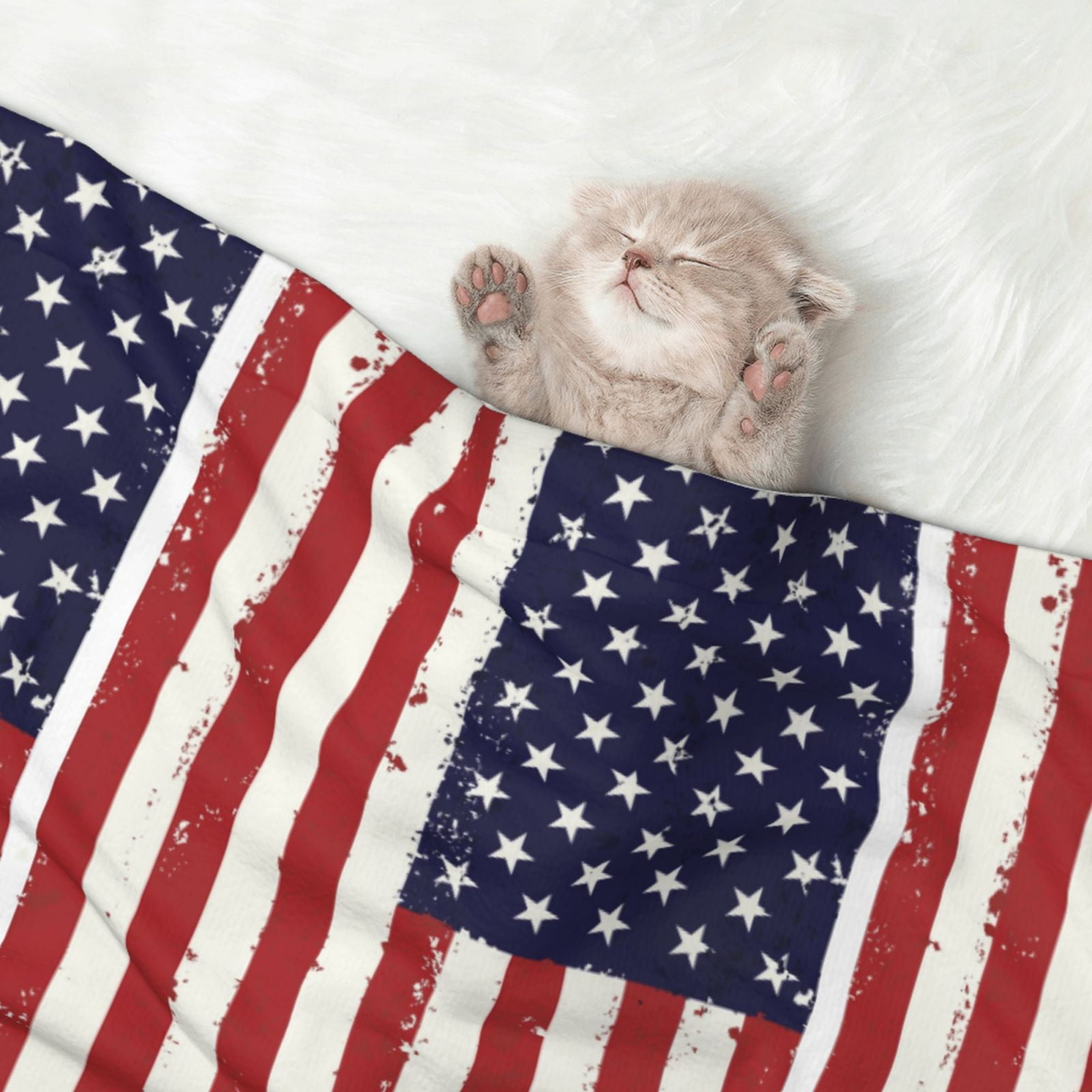 Retro America Flag Dog Blanket Soft Warm Flannel Cat Blanket Great Pet Throw for Cats Puppy Small Medium Large Dog
