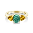 thumbnail image 2 of Gem Stone King 2.82 Ct Oval Green Malachite Yellow Citrine 18K Yellow Gold Plated Silver Ring, 2 of 4