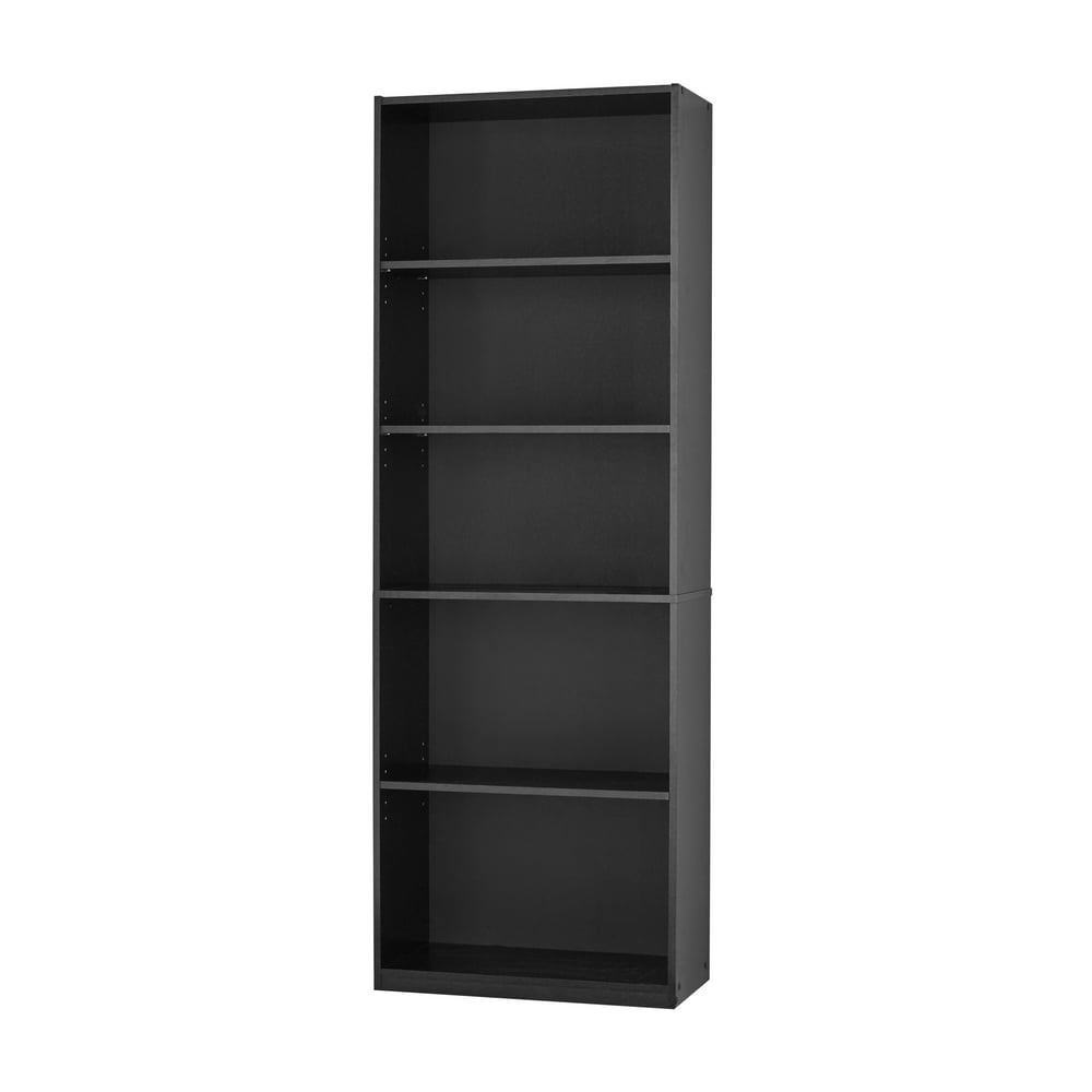Mainstays 71" 5 Shelf Bookcase, Black With 3 Adjustable Shelves