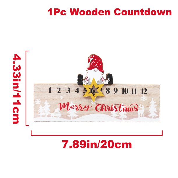 Calendario de Adviento de Navidad Año Nuevo 2024 Calendario de cuenta regresiva deslizable de madera de Papá Noel Adorno de mesa Fiesta de Navidad Decoración de regalo para el hogar