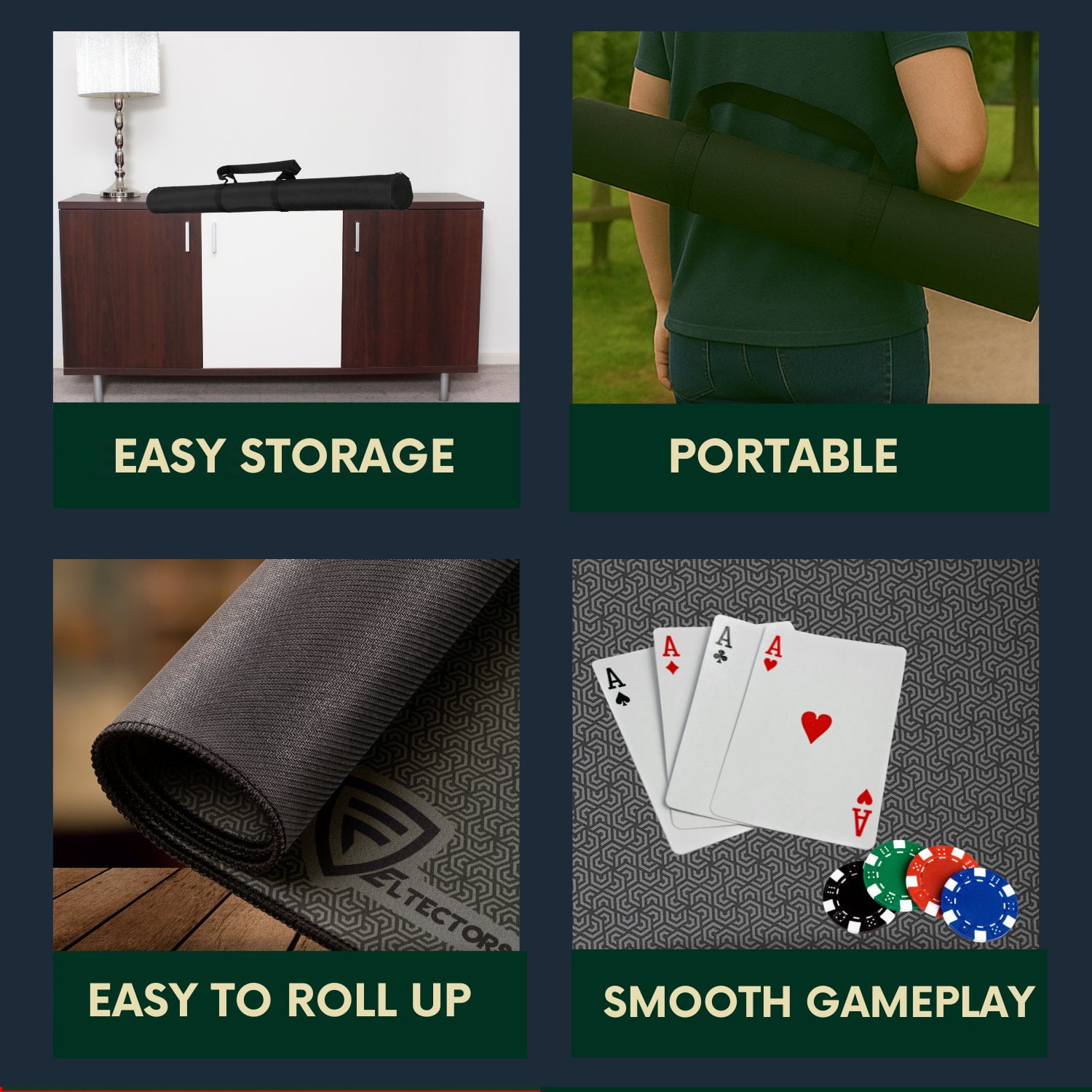 Feltectors Board Game Mat, Table Cover for Mahjong, Poker, Playing Cards, Tile Games, Dominoes 72 x 30 inch