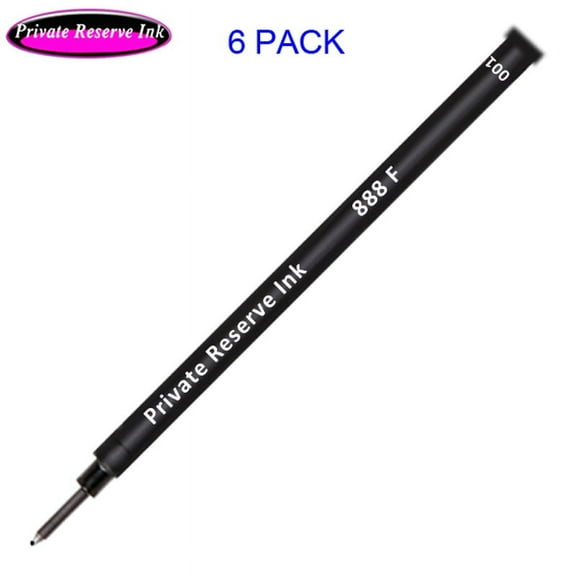 6 Pack - Private Reserve Ink Schmidt 888 Rollerball Refill Black Ink, Fine Tip