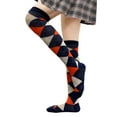 thumbnail image 5 of COUVER Women’s Thigh High Over Knee Fashion Argyle Socks, Navy Dark Orange Ash, Medium, 2 Pairs, 5 of 8