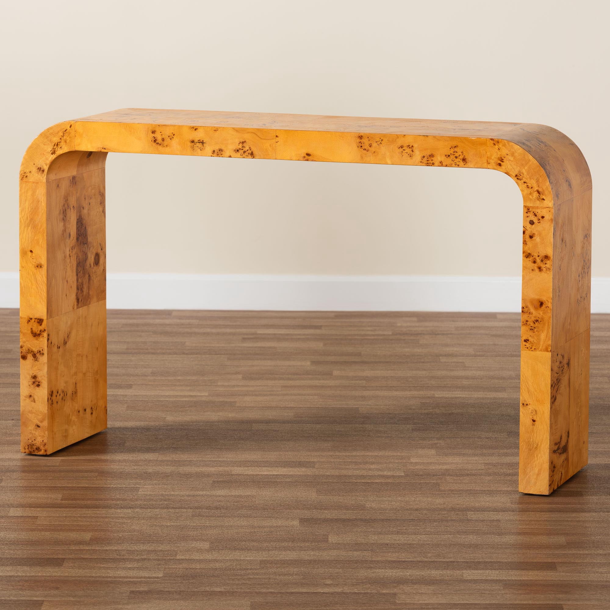 bali & pari Revelle Modern Console Table, Light Mappa Burl