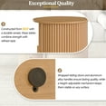 thumbnail image 5 of Set of 2 Coffee Table with Sliding Tambour Door, Mid-Century End Table Set with Storage, Round Fluted Center Table, Tall & Low Side Table for Living Room, Natural, 5 of 9