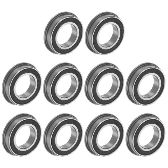 F6801-2RS Flanged Ball Bearing 12x21x5mm Double Sealed Chrome Steel Flange Bearings, 10 Packs