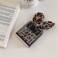 thumbnail image 4 of Lindo Estuche Rígido de Pu con Orejas de Conejo de Leopardo Compatible con Samsung Galaxy Z Flip 3 kaili Sencillez, 4 of 5