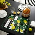 thumbnail image 4 of Placemats Set of 4 Washable,Yellow Lemon Summer Green Leaf Placemat for Dining Table Decorations, Heat-Proof Table Mats for Kitchen Dinner Banquet Black and White Stripe, 4 of 6