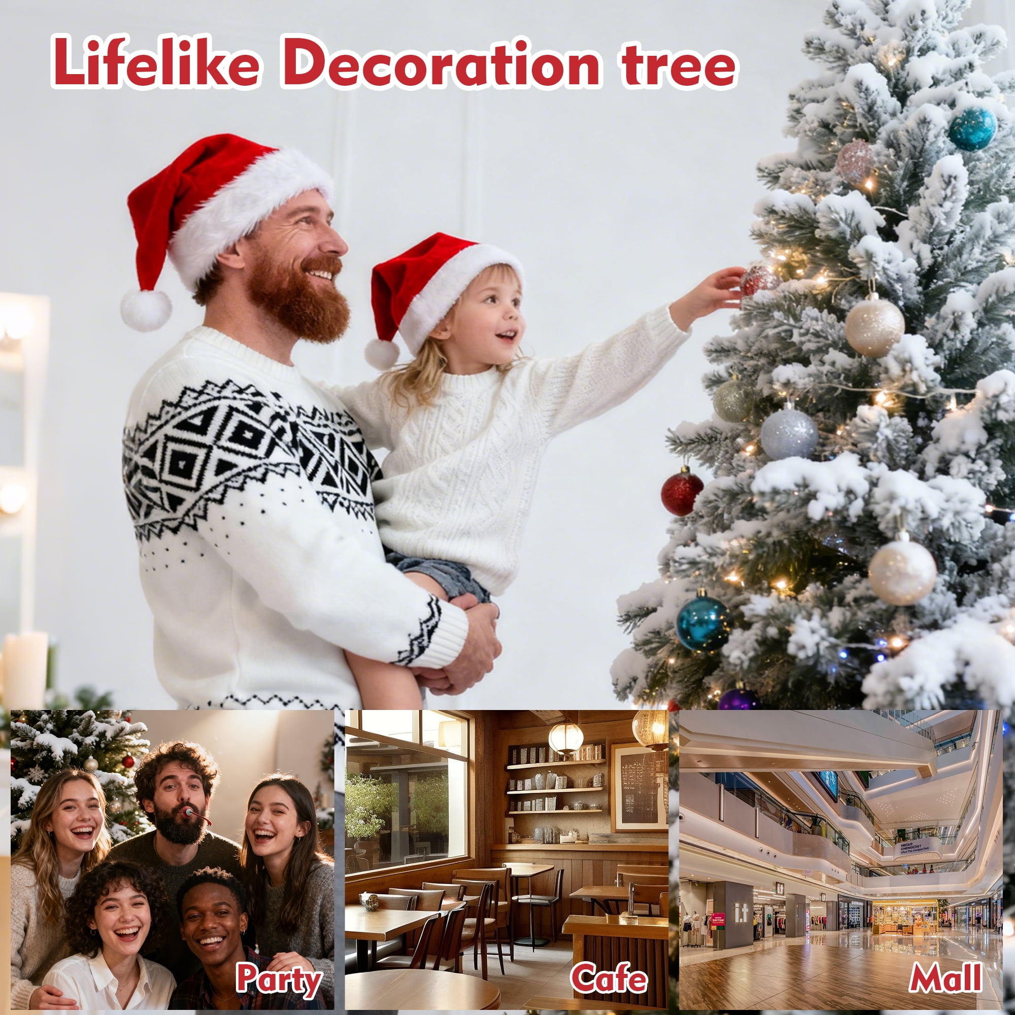 DAYBETTER 6ft Artificial Christmas Tree, Snow Flocked Christmas